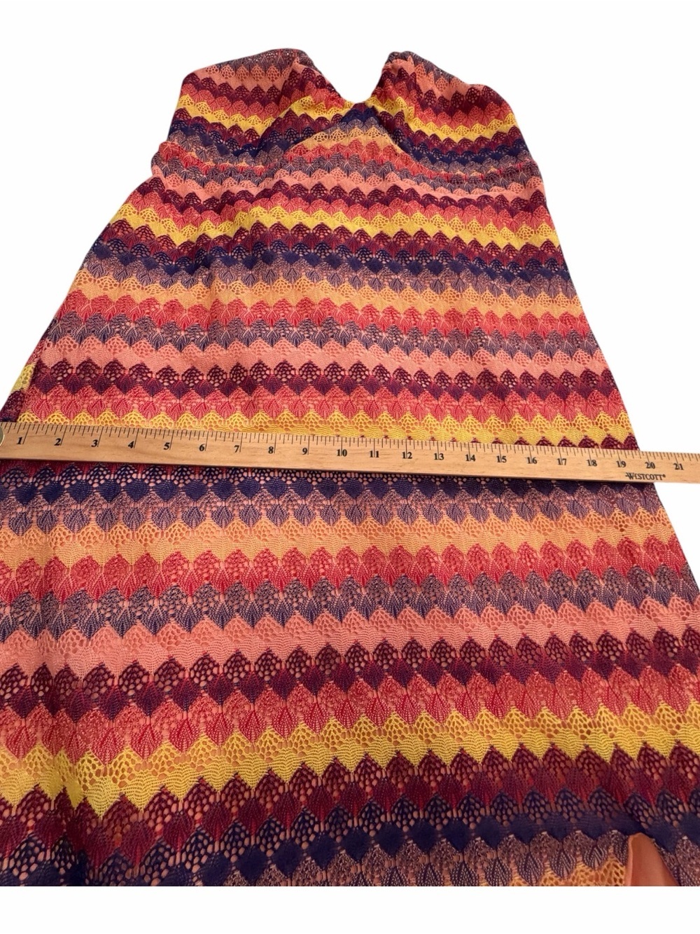 Wild Fable Peach Crochet Style Halter Dress with Multicolor Trim - Size Medium - Picture 12 of 12